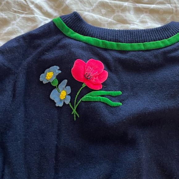 VTG 50s 🌺 XS/Small Dalton cashmere cardigan with velvet embroidered appliqués - Picture 2 of 6